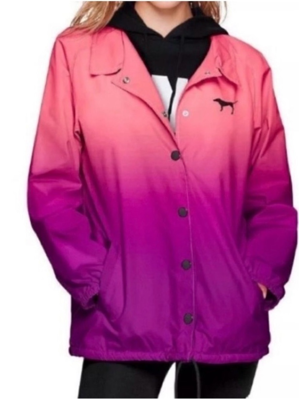 PINK Victoria's Secret Pink Purple Ombre Coach Jacket Windbreaker Lightweight XS